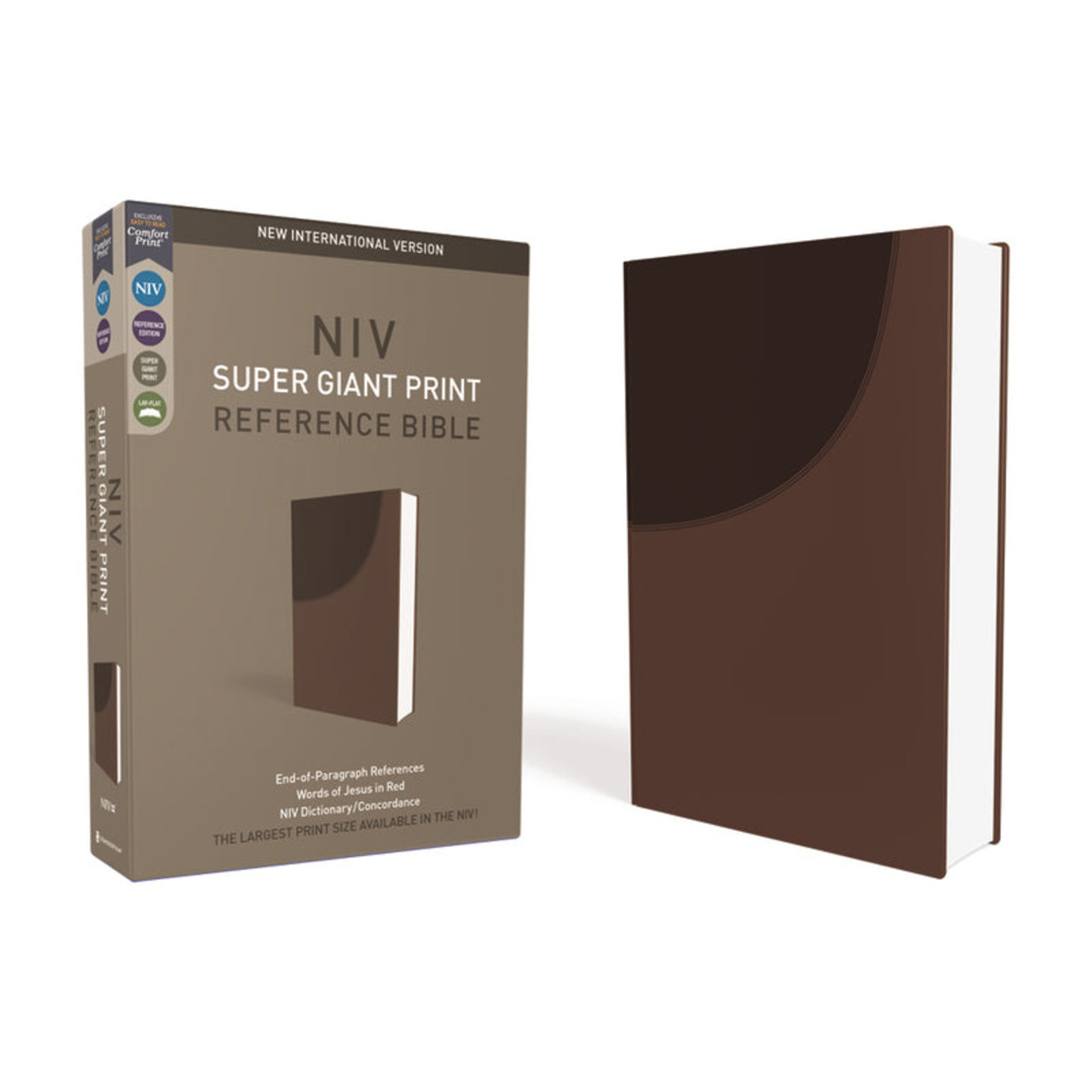 Zondervan NIV, Super Giant Print Reference Bible, Red Letter Edition, Comfort Print, Chocolate LeatherSoft