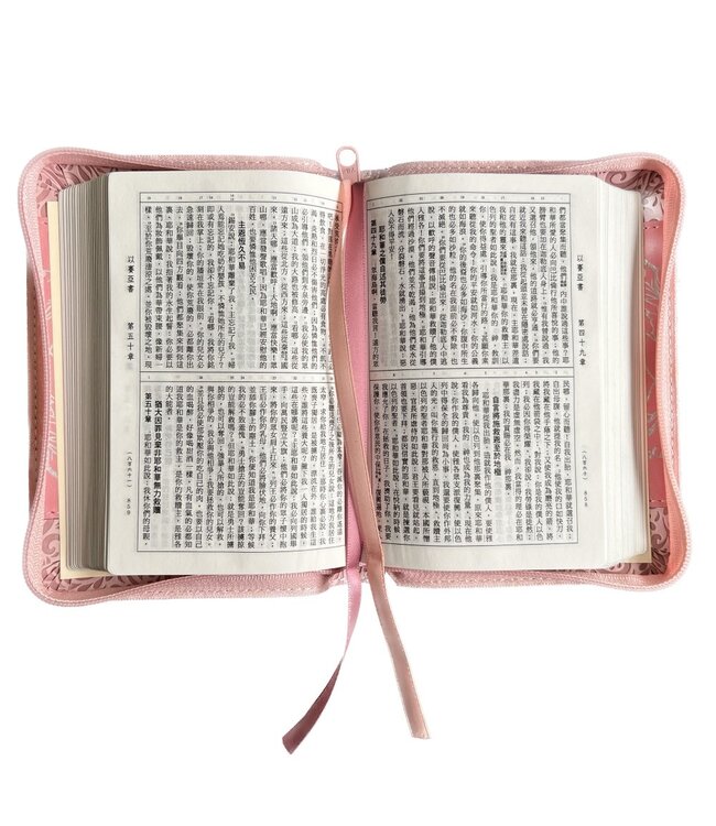 聖經．和合本．3系列．皮面銀邊拉鍊（玫瑰粉）