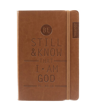 Christian Art Gifts Be Still & Know Tan Flexcover Journal - Psalm 46:10