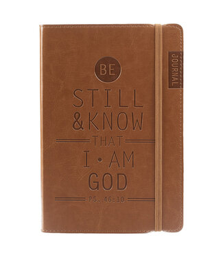 Christian Art Gifts Journal w/Elastic Be Still Brown Ps. 46:10