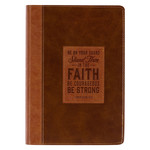 Christian Art Gifts Stand Firm Two-tone Brown Faux Leather Classic Journal - 1 Corinthians 16:13