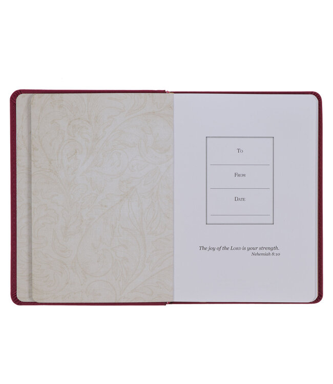 Trust in the LORD Golden Leaf Burgundy Faux Leather Handy-size Journal - Proverbs 3:5