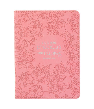 Christian Art Gifts Journal Handy Pink More Precious Than Rubies Prov. 3:15