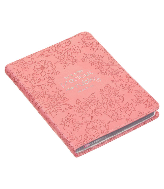 More Precious than Rubies Strawberry Pink Handy-sized Faux Leather Journal - Proverbs 31:26