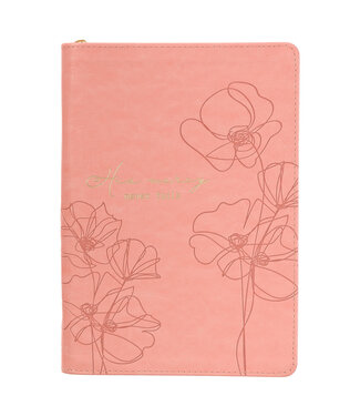 Christian Art Gifts Mercy Blossom Pink Faux Leather Journal with Zipper Closure