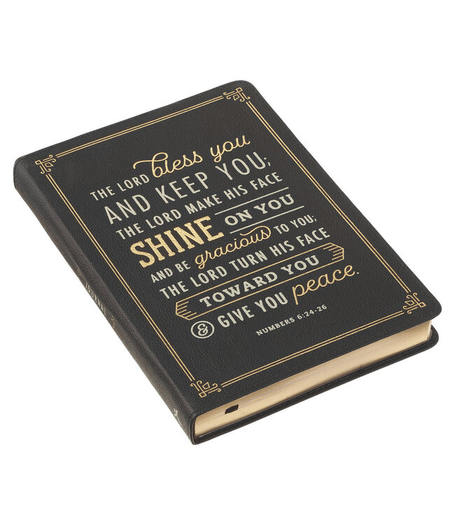 Bless You and Keep You Black Faux Leather Classic Journal - Numbers 6:24-26