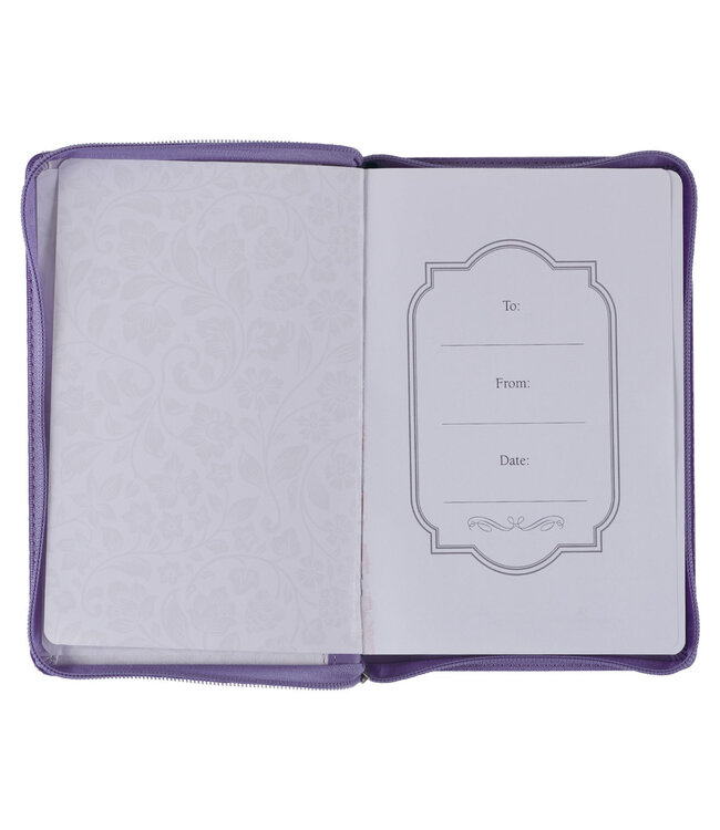 Be Still Purple Pasture Faux Leather Journal with Zippered Closure - Psalm 46:10 | 仿皮拉鍊封口日記本