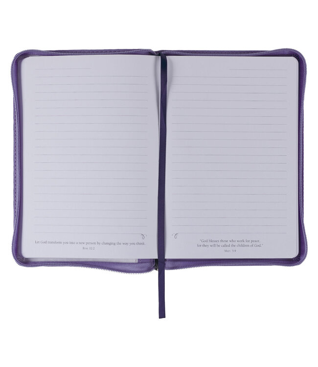 Be Still Purple Pasture Faux Leather Journal with Zippered Closure - Psalm 46:10 | 仿皮拉鍊封口日記本
