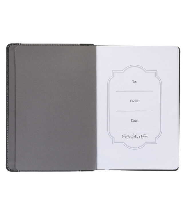 Walk by Faith Black and Gray Faux Leather Classic Journal - 2 Corinthians 5:7