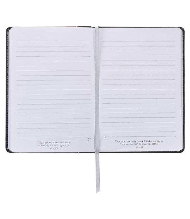 Walk by Faith Black and Gray Faux Leather Classic Journal - 2 Corinthians 5:7