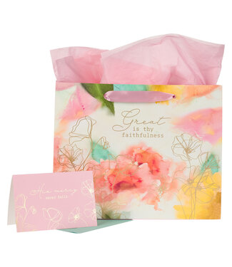 Christian Art Gifts Pastel Meadow Large Landscape Gift Bag with Card