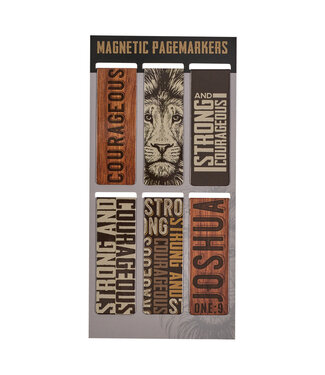 Christian Art Gifts Strong and Courageous Magnetic Bookmark Set - Joshua 1:9