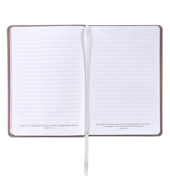 Strength & Dignity Slimline Taupe Faux Leather Journal – Proverbs 31:25