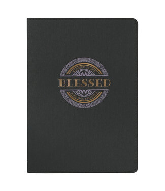 Christian Art Gifts Blessed Charcoal Gray Faux Leather Classic Journal - Luke 1:45