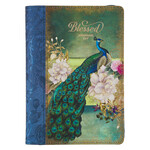 Christian Art Gifts Blessed Peacock Blue Faux Leather Journal with Zipper Closure - Jeremiah 17:7
