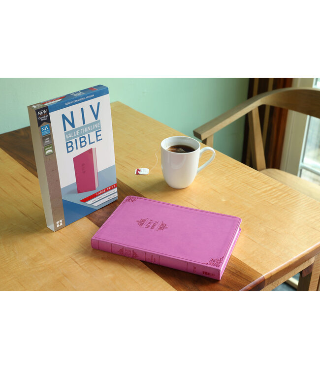 NIV Value Thinline Bible/Large Print (Comfort Print)-Pink Leathersoft