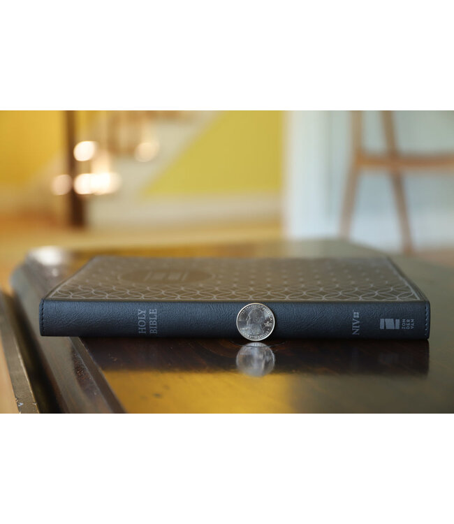 NIV Value Thinline Bible/Large Print (Comfort Print)-Charcoal/Black Leathersoft