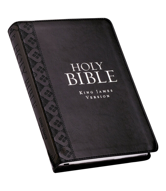 Black Faux Leather King James Version Deluxe Gift Bible with Thumb Index