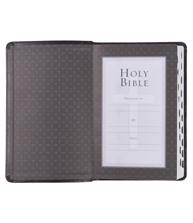 Black Faux Leather King James Version Deluxe Gift Bible with Thumb Index
