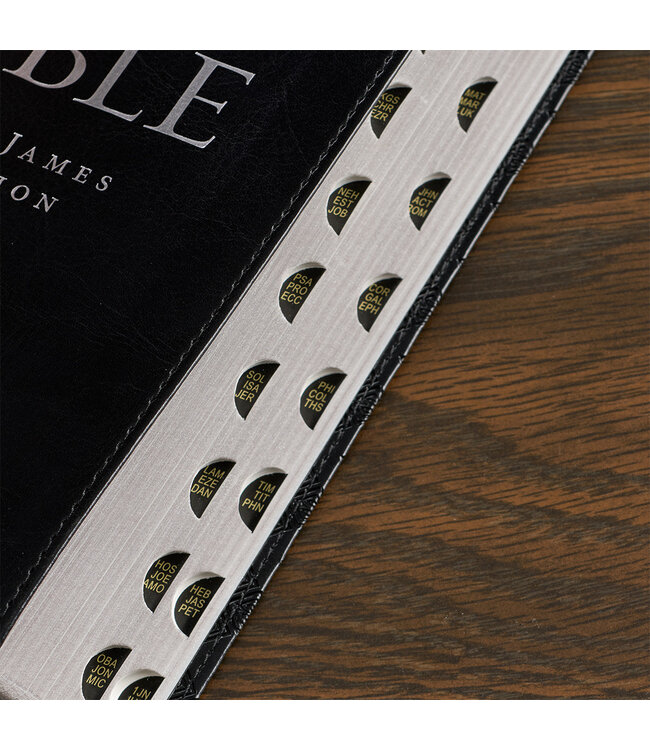 Black Faux Leather King James Version Deluxe Gift Bible with Thumb Index