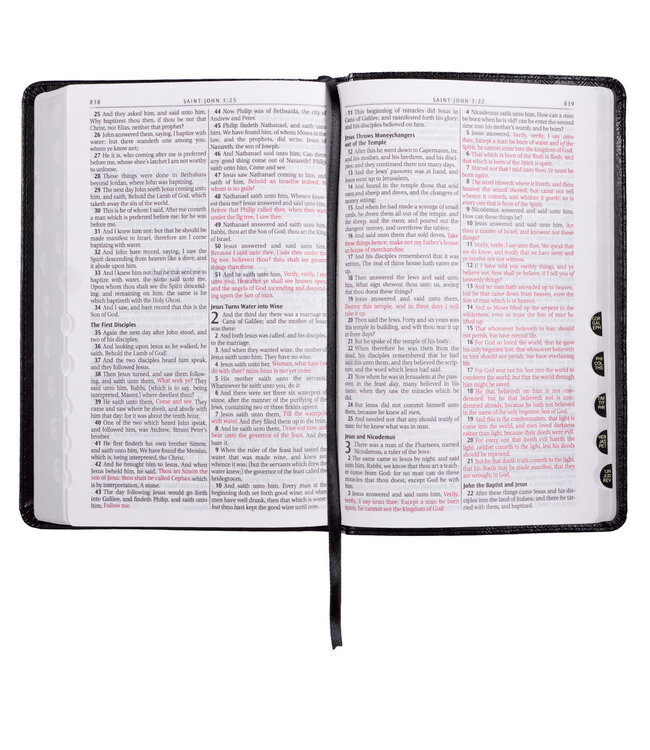 Black Faux Leather King James Version Deluxe Gift Bible with Thumb Index