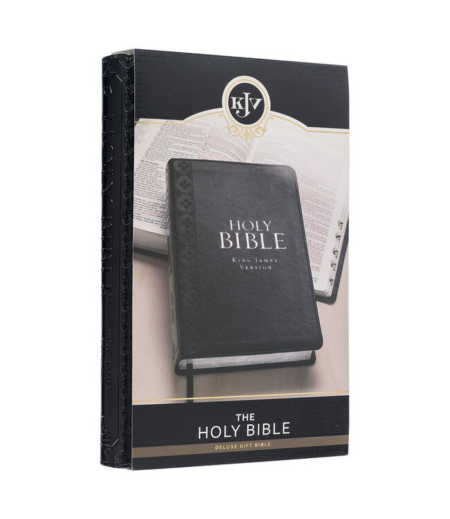 Black Faux Leather King James Version Deluxe Gift Bible with Thumb Index