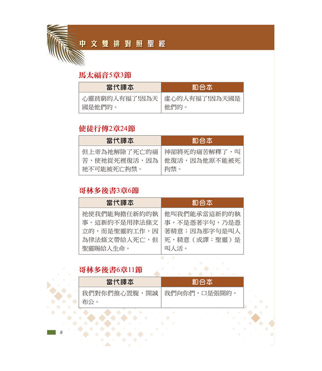 聖經．雙排．當代譯本／和合本．7系列．彩繪皮面索引（橄欖銀）