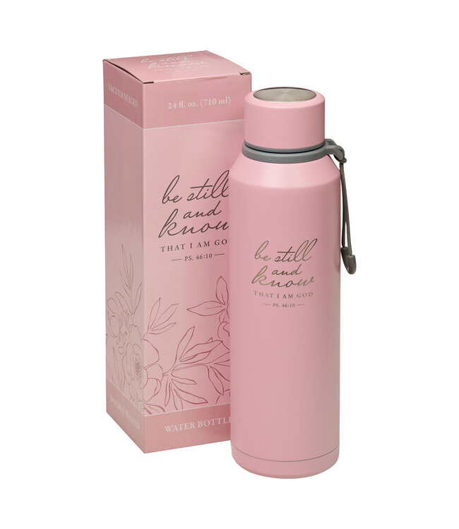 Be Still Pink Stainless Steel Water Bottle - Psalm 46:10 （粉紅色不鏽鋼水瓶"Be Still"  - 詩篇 46:10）