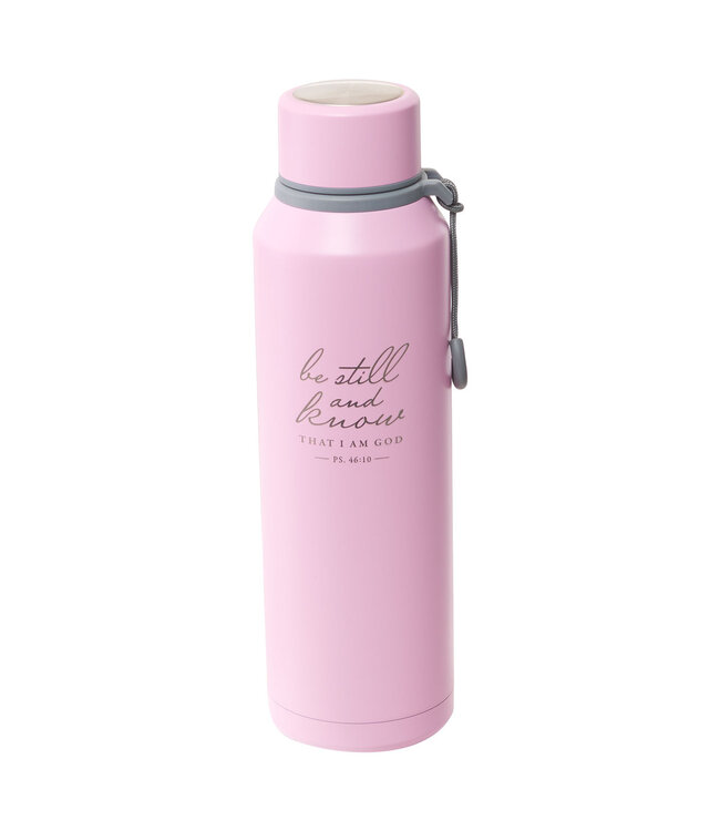 Be Still Pink Stainless Steel Water Bottle - Psalm 46:10 （粉紅色不鏽鋼水瓶"Be Still"  - 詩篇 46:10）