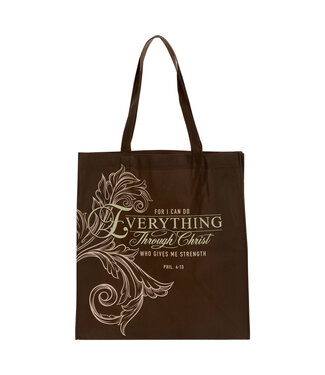 Christian Art Gifts 帆布購物袋 - 腓立比書4:13 | Everything Through Christ Fluted Iris Shopping Tote Bag - Philippians 4:13