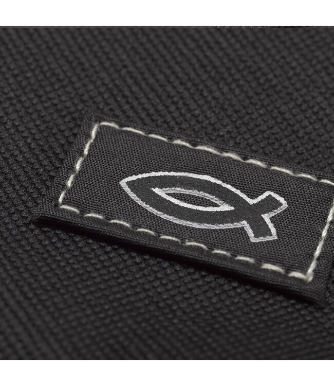 Black Poly-canvas Value Bible Cover with Ichthus Patch (Extra Small) | 黑色帆布帶魚標誌裝飾的經濟聖經套（超小號）