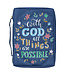 With God All Things Are Possible Navy Floral Value Bible Cover - Matthew 19:26 | 深藍花卉經濟型聖經套 - 馬太福音19:26