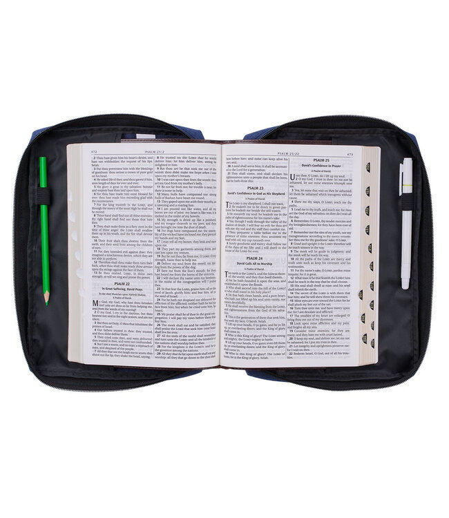 With God All Things Are Possible Navy Floral Value Bible Cover - Matthew 19:26 | 深藍花卉經濟型聖經套 - 馬太福音19:26