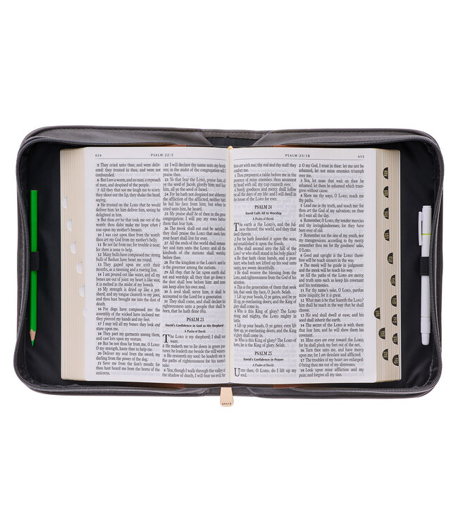 Amazing Grace Gray and Turquoise Faux Leather Fashion Bible Cover with Tassels | 「奇異恩典」灰色和藍綠色仿皮時尚聖經套，附流蘇