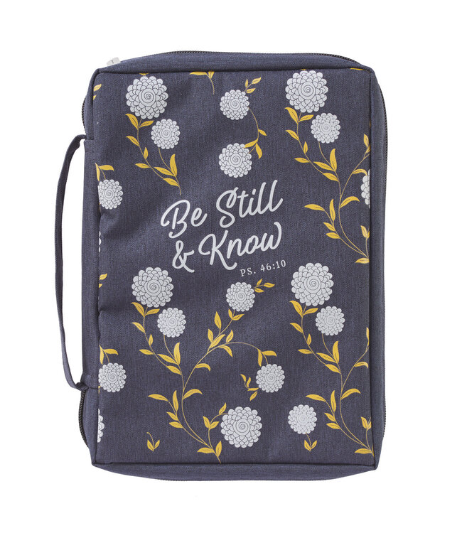 Be Still and Know Navy Poly-canvas Bible Cover - Psalm 46:10 | 深藍色聚酯帆布聖經套 - 詩篇46:10