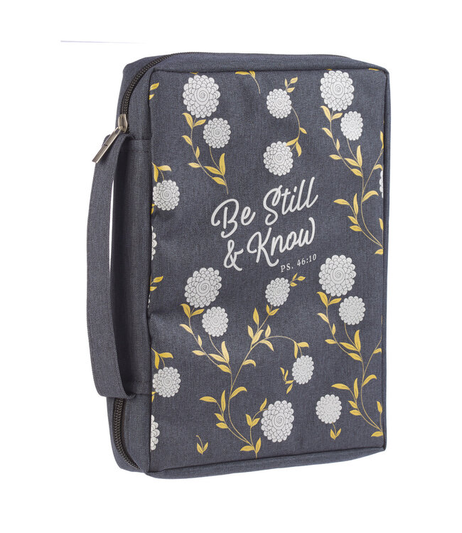 Be Still and Know Navy Poly-canvas Bible Cover - Psalm 46:10 | 深藍色聚酯帆布聖經套 - 詩篇46:10