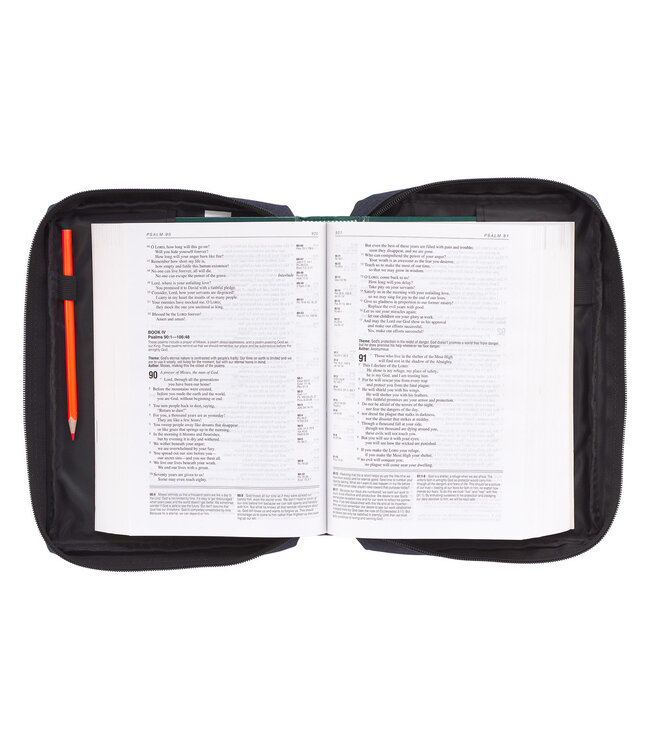 Be Still and Know Navy Poly-canvas Bible Cover - Psalm 46:10 | 深藍色聚酯帆布聖經套 - 詩篇46:10