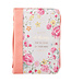 Christian Art Gifts He Works All Things for Good Peach Floral Faux Leather Fashion Bible Cover - Romans 8:28 | 桃花仿皮時尚聖經套 - 羅馬書8:28
