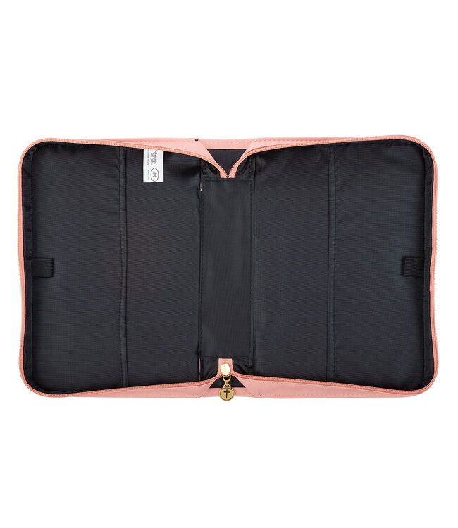 He Works All Things for Good Peach Floral Faux Leather Fashion Bible Cover - Romans 8:28 | 桃花仿皮時尚聖經套 - 羅馬書8:28