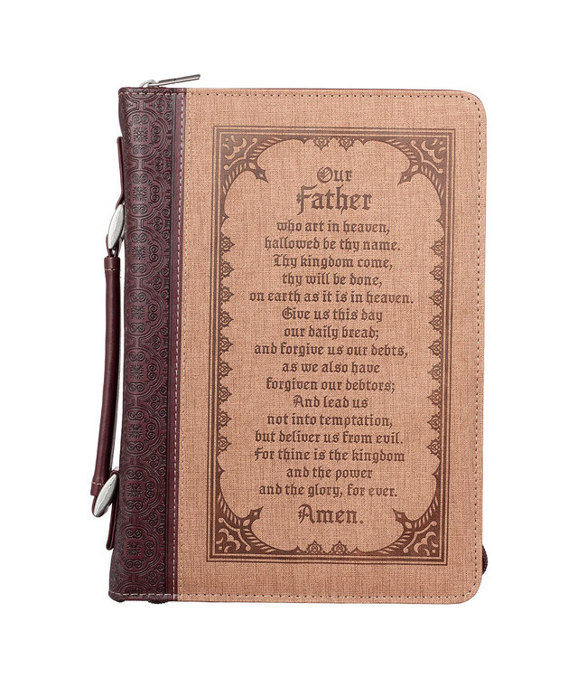 The Lord's Prayer Brown Two-tone Faux Leather Classic Bible Cover | 主禱文啡色雙色仿皮經典聖經套