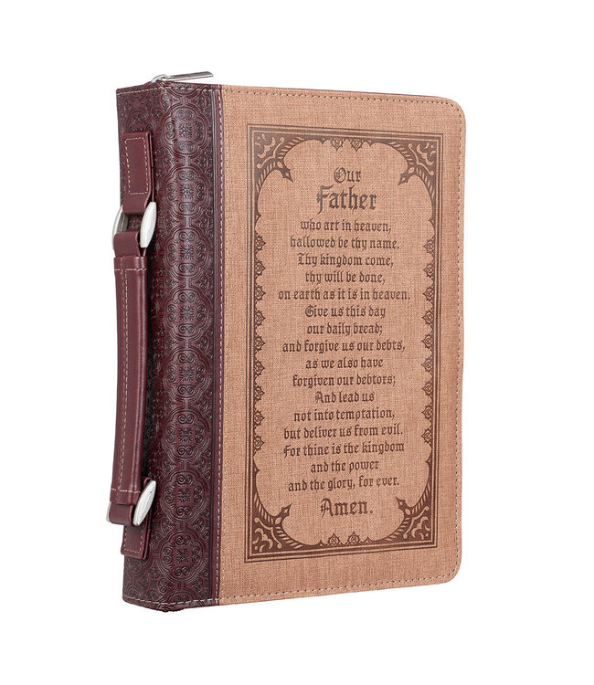 The Lord's Prayer Brown Two-tone Faux Leather Classic Bible Cover | 主禱文啡色雙色仿皮經典聖經套