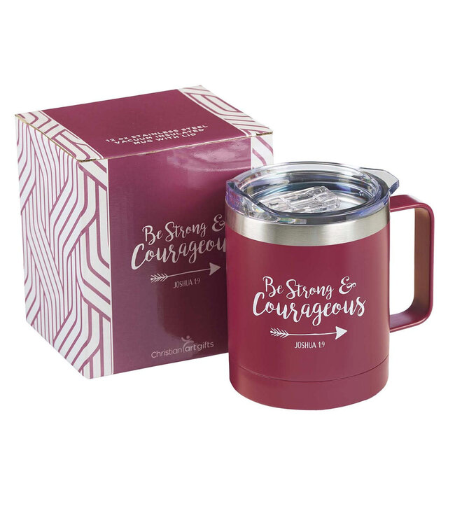 Be Strong & Courageous Very Berry Camp-style Stainless Steel Mug - Joshua 1:9 | 剛強壯膽 - 草莓色露營風格不鏽鋼馬克杯 - 約書亞記 1:9
