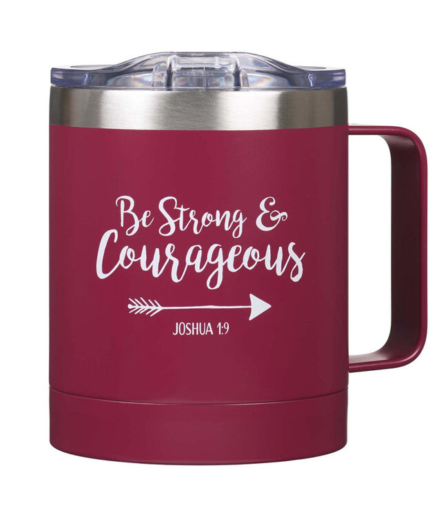Be Strong & Courageous Very Berry Camp-style Stainless Steel Mug - Joshua 1:9 | 剛強壯膽 - 草莓色露營風格不鏽鋼馬克杯 - 約書亞記 1:9