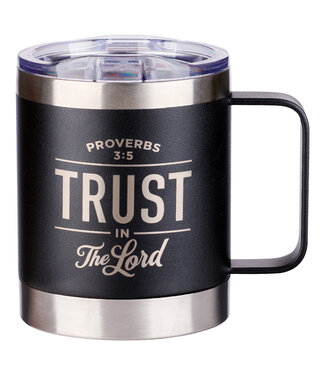 Christian Art Gifts Trust in the LORD Black Camp-style Stainless Steel Mug - Proverbs 3:5 | 「信靠耶和華」黑色露營風不鏽鋼杯 - 箴言 3:5