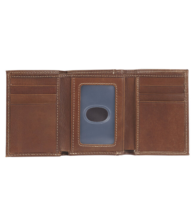 Ichthus Fish Brown Genuine Leather Trifold Wallet | 「Ichthus Fish」啡色真皮三摺錢包