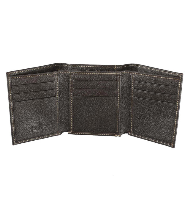 Three Crosses Espresso Brown Full Grain Leather Trifold Wallet | 「Three Crosses」咖啡色全粒面真皮三摺錢包