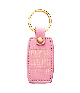 Christian Art Gifts Hope and Future Pink Faux Leather Key Ring - Jeremiah 29:11 | 粉紅色仿皮鑰匙圈 - 耶利米書29:11
