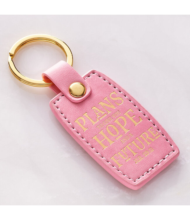 Hope and Future Pink Faux Leather Key Ring - Jeremiah 29:11 | 粉紅色仿皮鑰匙圈 - 耶利米書29:11