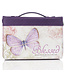 Blessed Purple Butterfly Blessings Faux Leather Fashion Bible Cover - Jeremiah 17:7 時尚仿皮聖經套