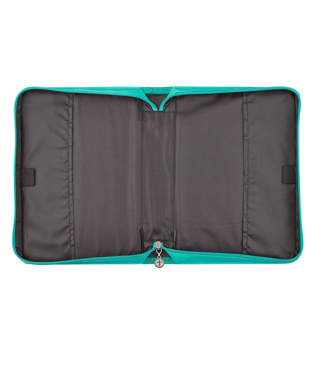 Grace Butterfly Blessings Teal Faux Leather Fashion Bible Cover - Ephesians 2:8 時尚仿皮聖經套